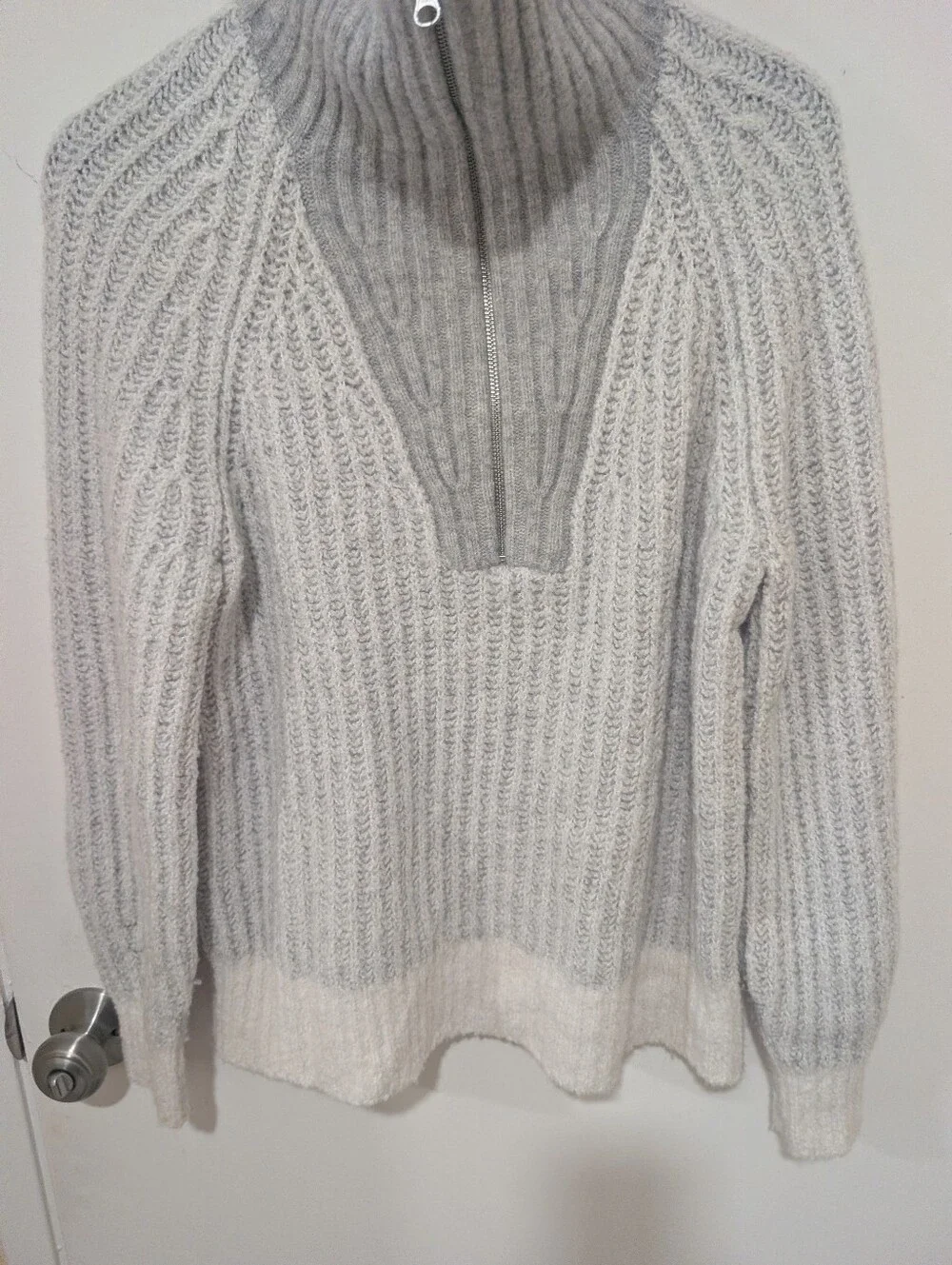 Everlane Grey Luxe Teddy Wool Oversized Half Zip Knit Sweater - Picture 8 of 16